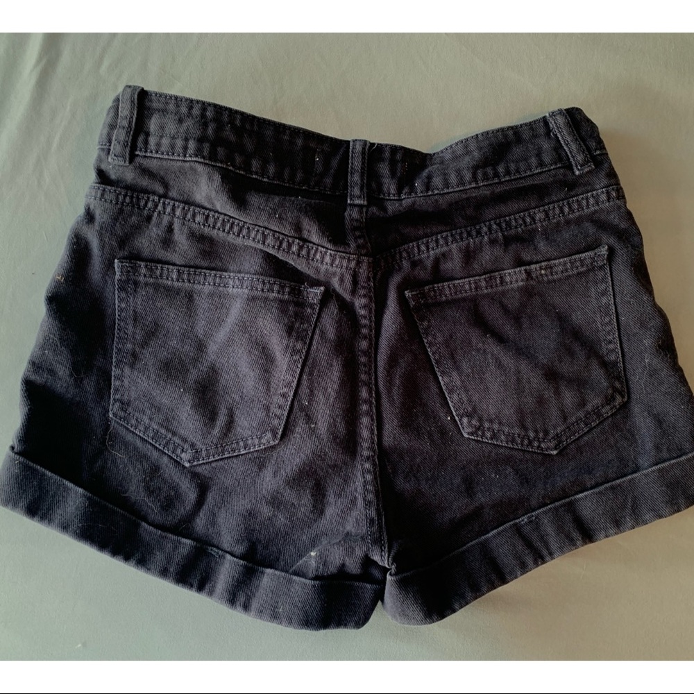 Black High Rise Denim Shorts